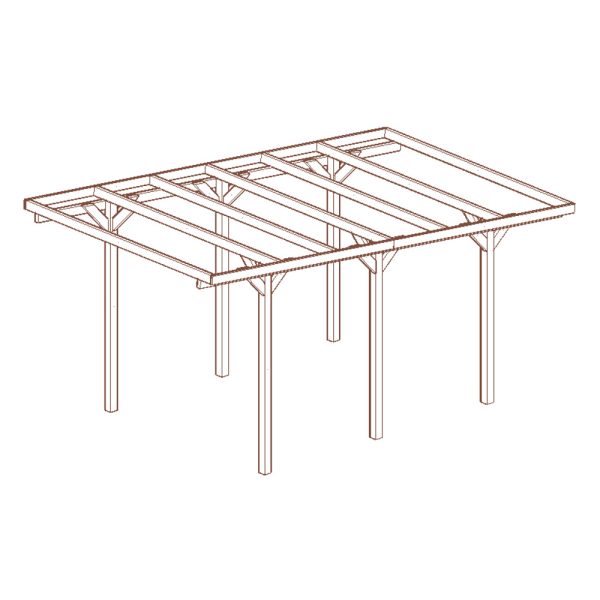Onlywood Copertura in legno per Auto 3 x 5,2 metri in pino impregnato classe 3-0