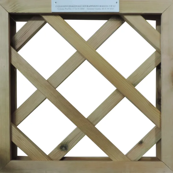 Grigliati in legno SU MISURA Trattato - Maglia 12 cm-0