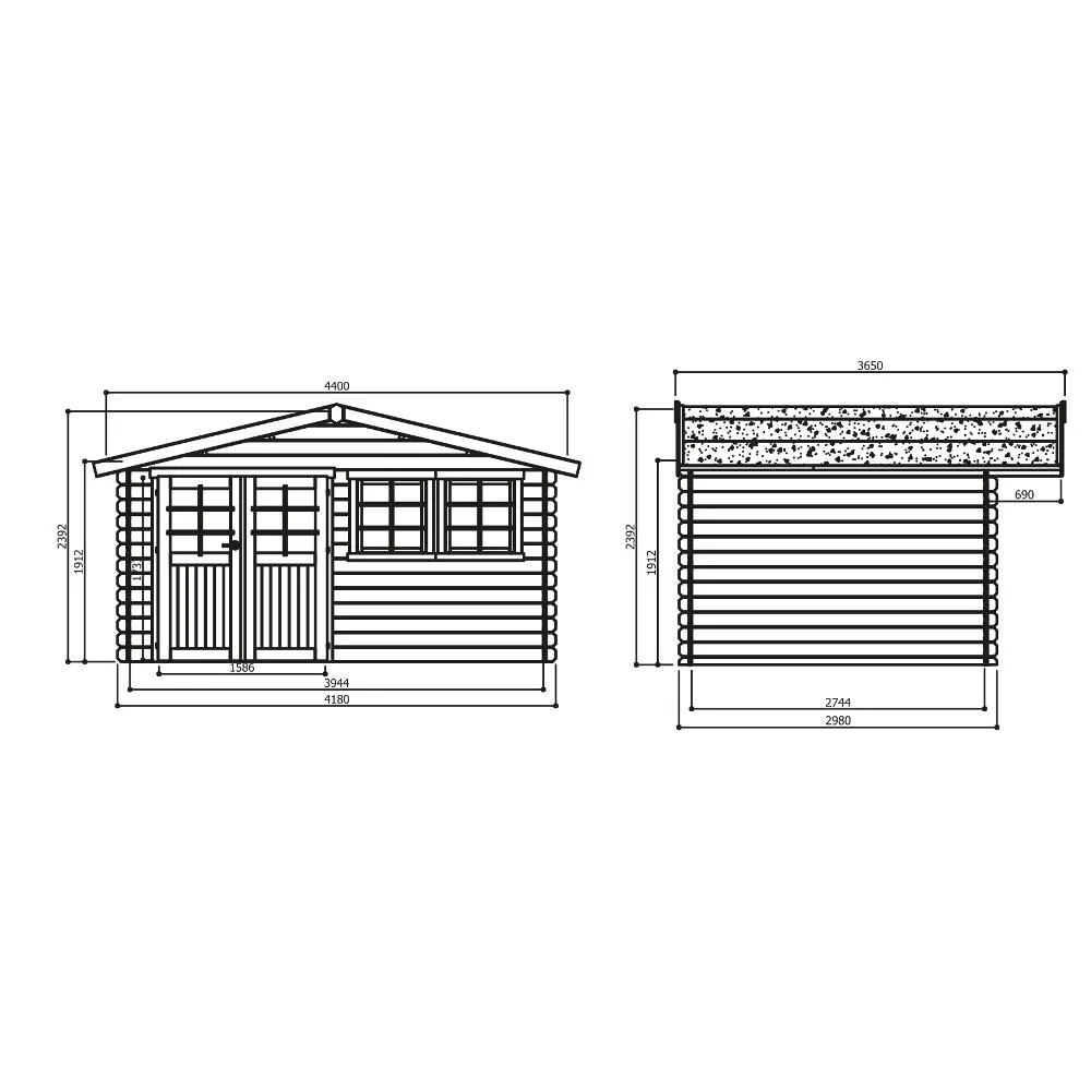 Casetta NIORT in legno IMPREGNATO 418 x 298 x 239 h. cm-25612