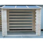 Legnaia da esterno 238 x 148 x 180 h. cm in legno naturale - Con Parete - foto 3