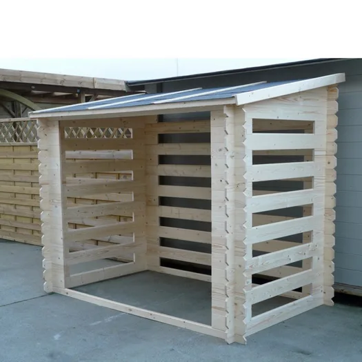 Legnaia da esterno 238 x 148 x 180 h. cm in legno naturale - Con Parete-0