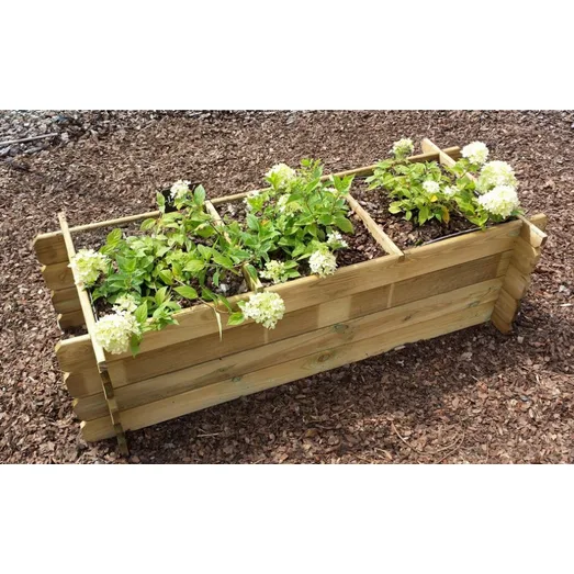Onlywood Orto Rialzato Legno 3 Scomparti in Pino Trattato 140 x 60 x 36 h. cm-0