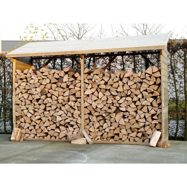 Legnaia da esterno Doppia 320 x 80 x 215 h. cm in legno trattato-0