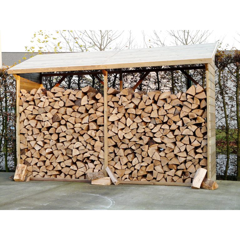 Legnaia da esterno Doppia 320 x 80 x 215 h. cm in legno trattato-0