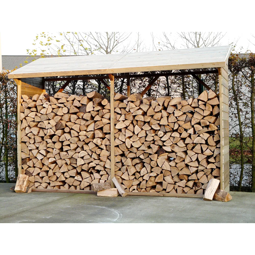 Legnaia da esterno Doppia 320 x 80 x 215 h. cm in legno trattato-0