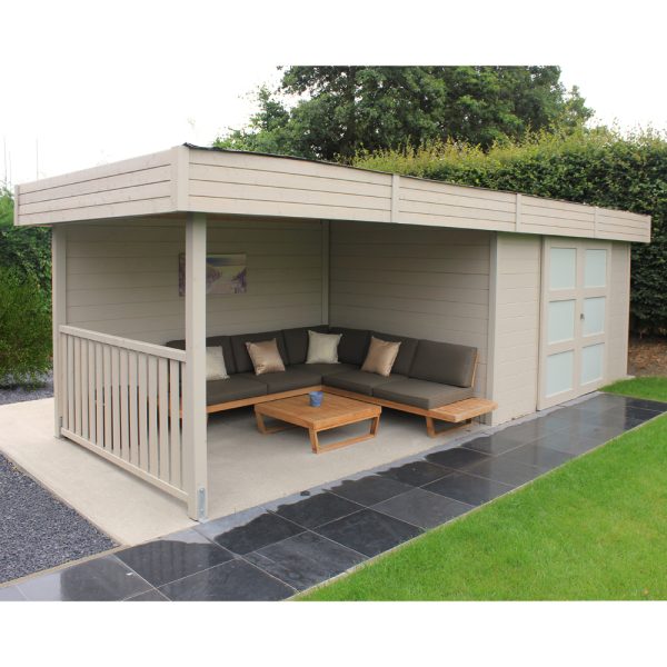 Casetta in legno ARHUS 655 x 241 x 220 h. cm con pergola - Carico neve 30 kg/mq-0