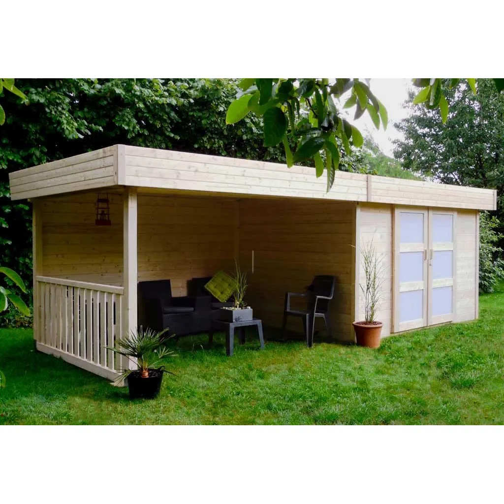 Casetta in legno ARHUS 655 x 241 x 220 h. cm con pergola - Carico neve 30 kg/mq-26925
