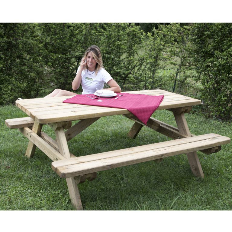 Tavolo Picnic in Legno PROFESSIONALE 180 x 160 cm - con Panche-0