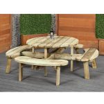 Onlywood Tavolo Picnic in Legno Impregnato ROTONDO Diametro 219 cm - Con 4 Panche-54404