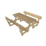 Tavolo Picnic in Legno PROFESSIONALE 180 x 197 cm - con Panche e Schienale-26814