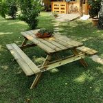 Tavolo Picnic in Legno PROFESSIONALE 180 x 160 cm - con Panche-90954