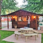 Onlywood Tavolo Picnic in Legno Impregnato ROTONDO Diametro 219 cm - Con 4 Panche-78717