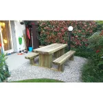 Tavolo Picnic in legno SOLIDO 180 x 159 cm - Extra spessore - foto 6