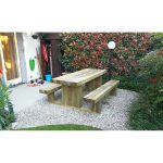 Tavolo Picnic in legno SOLIDO 180 x 159 cm - con Panche-48525