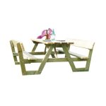 Tavolo Picnic in Legno PROFESSIONALE 180 x 197 cm - con Panche e Schienale-33775