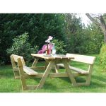 Tavolo Picnic in Legno PROFESSIONALE 180 x 197 cm - con Panche e Schienale-0