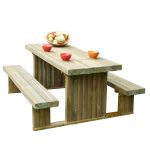 Tavolo Picnic in legno SOLIDO 180 x 159 cm - con Panche-33774