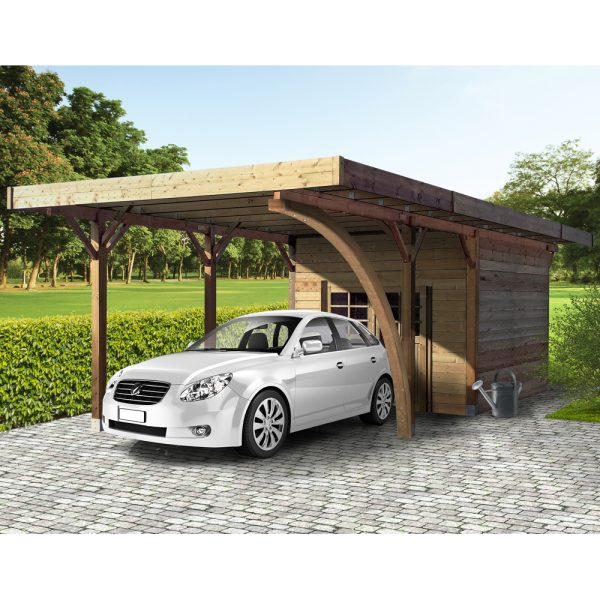 Carport + Ripostiglio in legno IMPREGNATO 7 x 4 metri-0