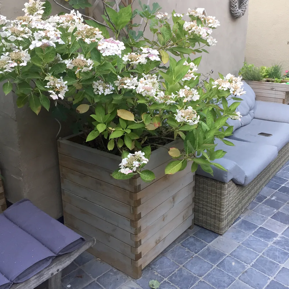 Fioriera in legno ROBUST 70x70x77 h cm con Rivestimento e Maniglie-27611