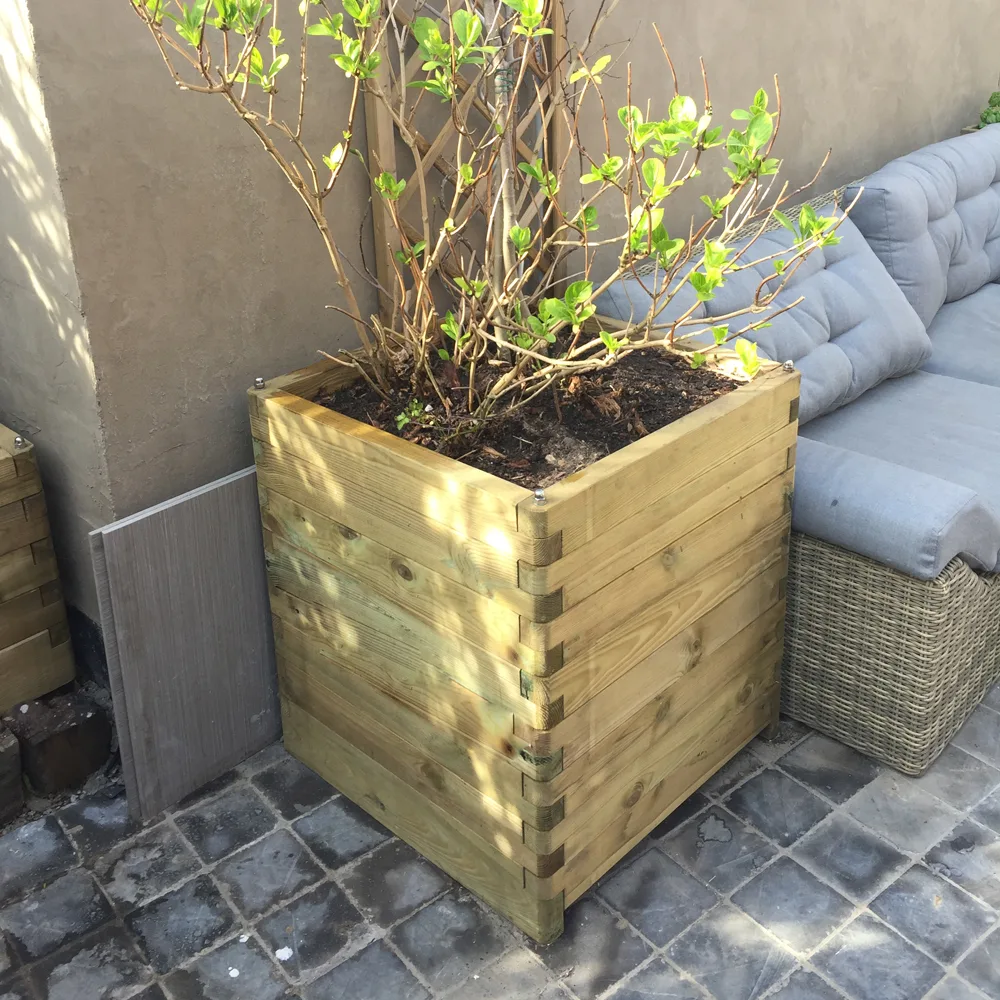Fioriera in legno ROBUST 70x70x77 h cm con Rivestimento e Maniglie-27613
