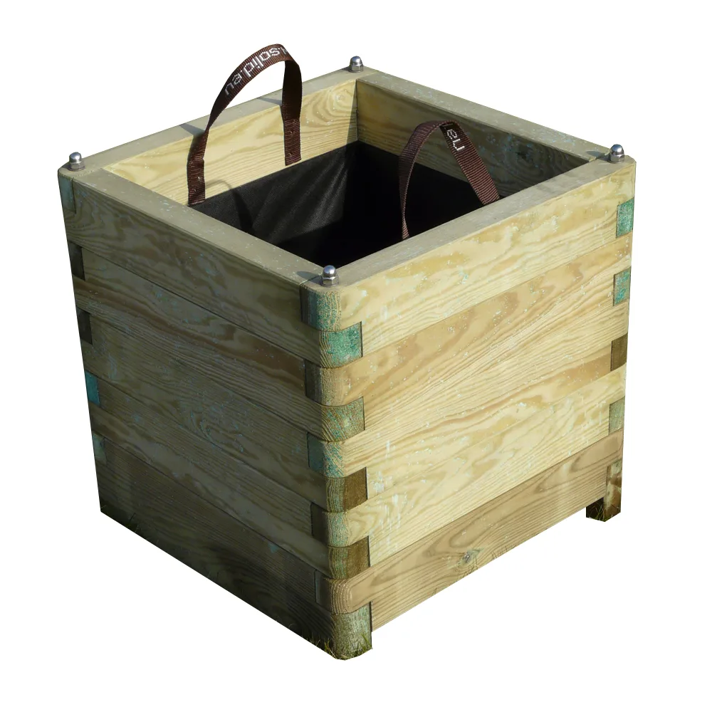 Fioriera in legno ROBUST 70x70x77 h cm con Rivestimento e Maniglie-33786