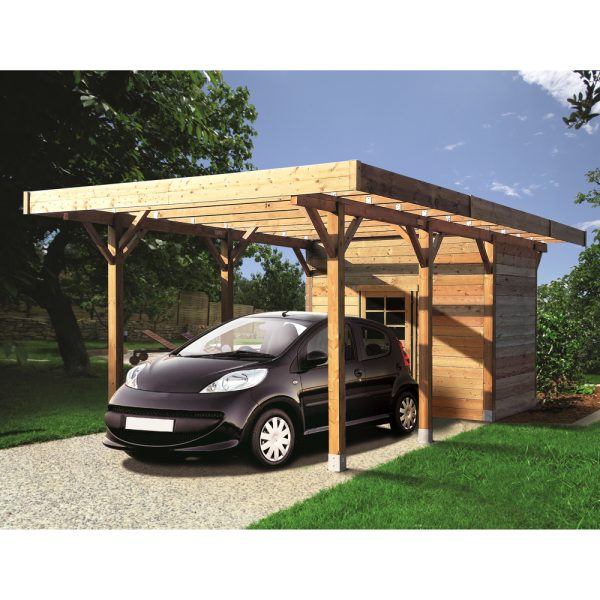 Carport + Ripostiglio in legno IMPREGNATO 7 x 3 metri-0