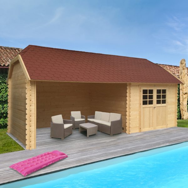 Casetta in legno YORK 665 x 298 x 318 h. cm con pergola - Carico neve 30 kg/mq-0