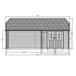 Casetta in legno YORK 665 x 298 x 318 h. cm con pergola - Carico neve 30 kg/mq-27387