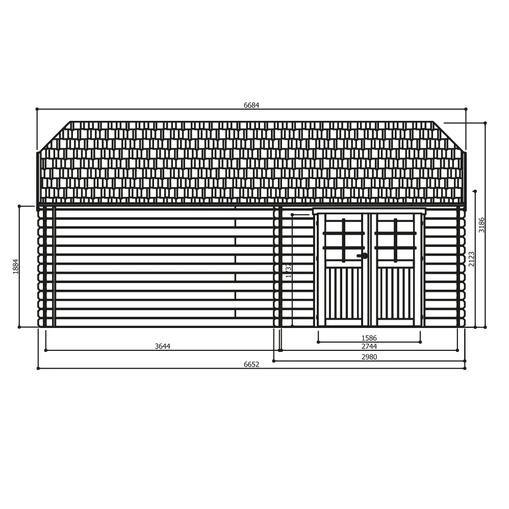 Casetta in legno YORK 665 x 298 x 318 h. cm con pergola - Carico neve 30 kg/mq-27387