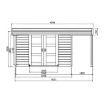 Casetta in legno LARVIK 329 x 120 x 241 h. cm con pergola - Carico neve 30 kg/Mq-28088