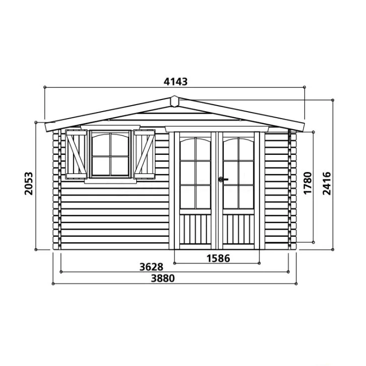 Casetta in legno CHAMONIX II 388 x 328 x 241 EXTRA SPESSORE 40 pavimento COMPRESO-28122