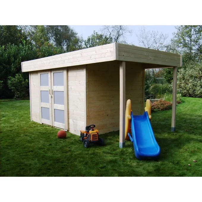 Casetta in legno LARVIK 329 x 120 x 241 h. cm con pergola - Carico neve 30 kg/Mq-42278