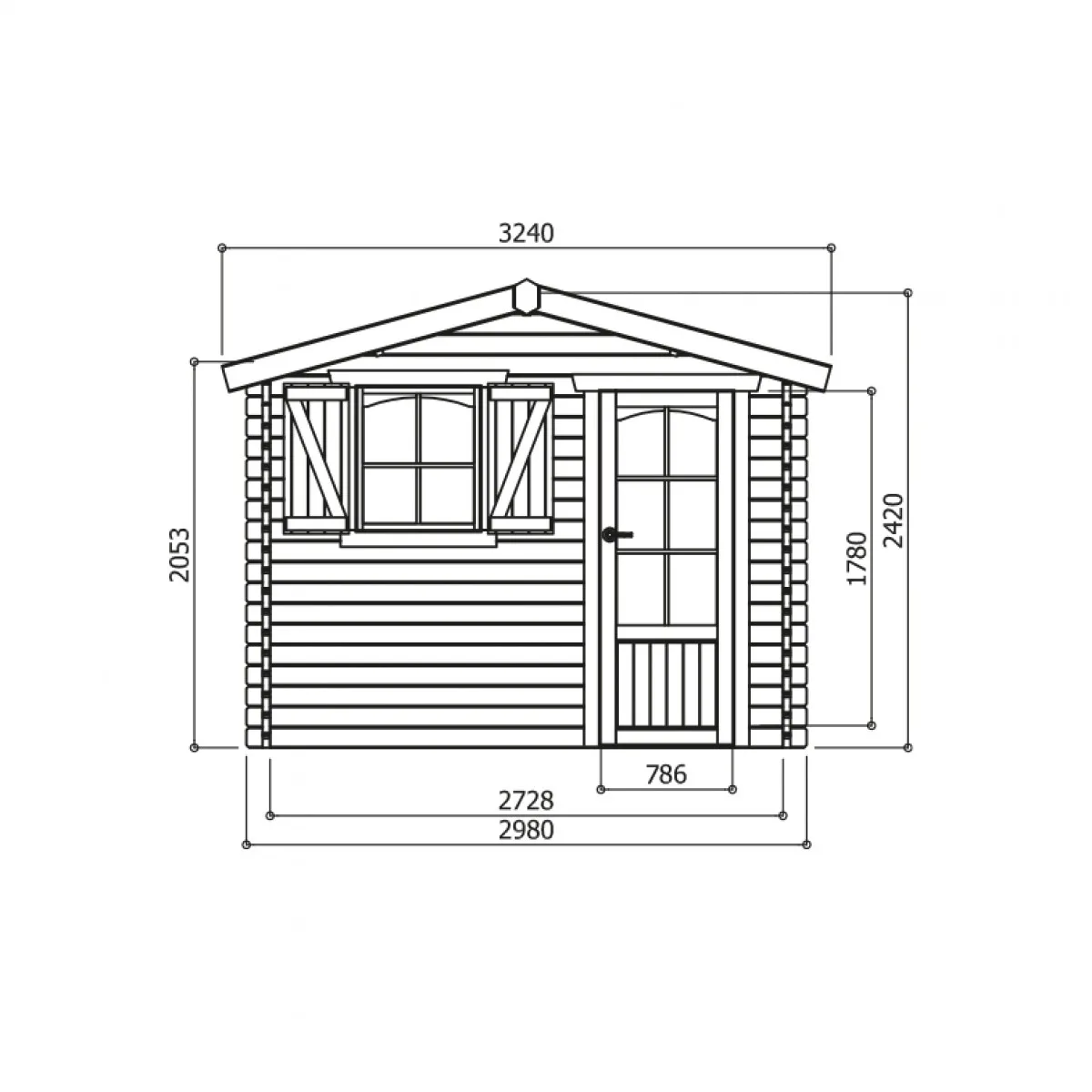 Casetta in legno CHAMONIX I 298 x 298 x 242 EXTRA SPESSORE 40 pavimento COMPRESO-28131