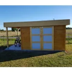 Casetta in legno LARVIK 329 x 120 x 241 h. cm con pergola - Carico neve 30 kg/Mq-0