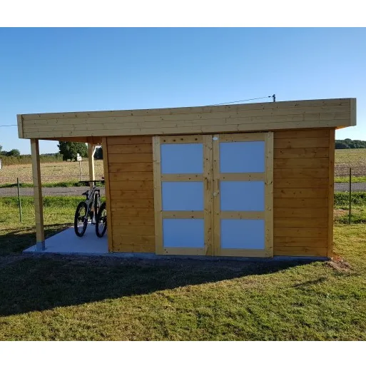 Casetta in legno LARVIK 329 x 120 x 241 h. cm con pergola - Carico neve 30 kg/Mq-0
