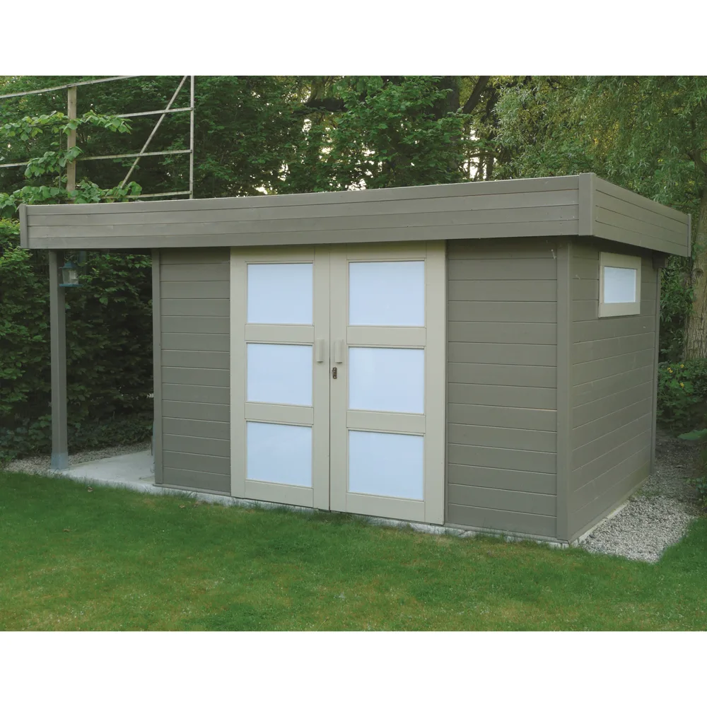 Casetta in legno LARVIK 329 x 120 x 241 h. cm con pergola - Carico neve 30 kg/Mq-28090