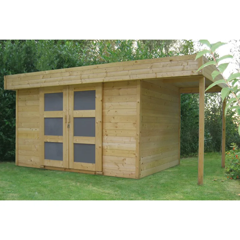 Casetta in legno LARVIK 329 x 120 x 241 h. cm con pergola - Carico neve 30 kg/Mq-28087