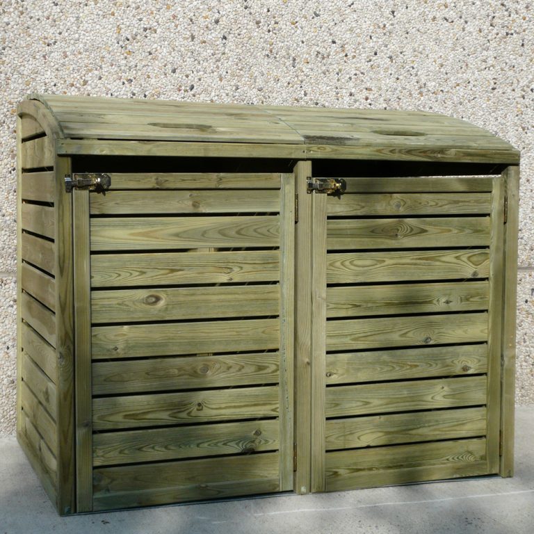 Porta bidoni da esterno Doppio 145,6 X 92 X 120 h.cm in Legno Trattato - RACCOLTA DIFFERENZIATA-0