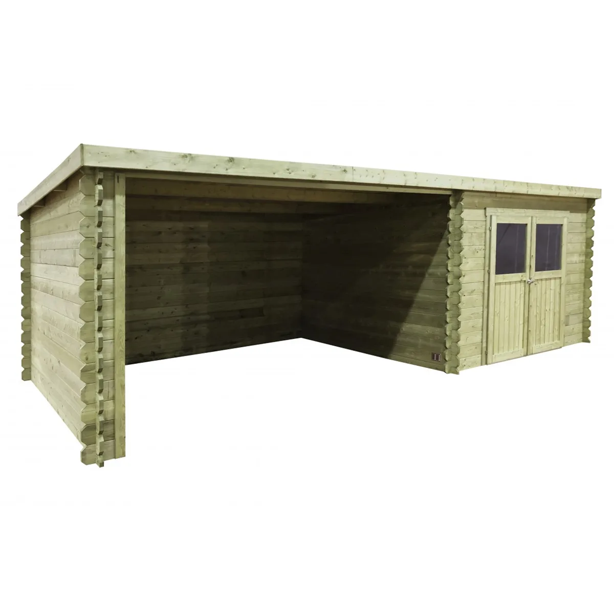 Casetta con pergolato in legno IMPREGNATO ROHAN 668 x 301 x 220 spessore 28 pavimento COMPRESO - Carico neve 30 kg/mq-42284