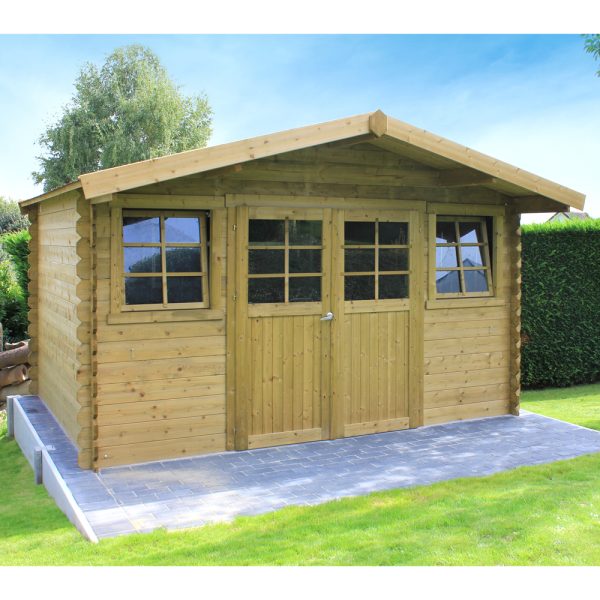 Casetta in legno IMPREGNATO per esterno DOLE 388 x 298 x 239 spessore 28 pavimento COMPRESO-0