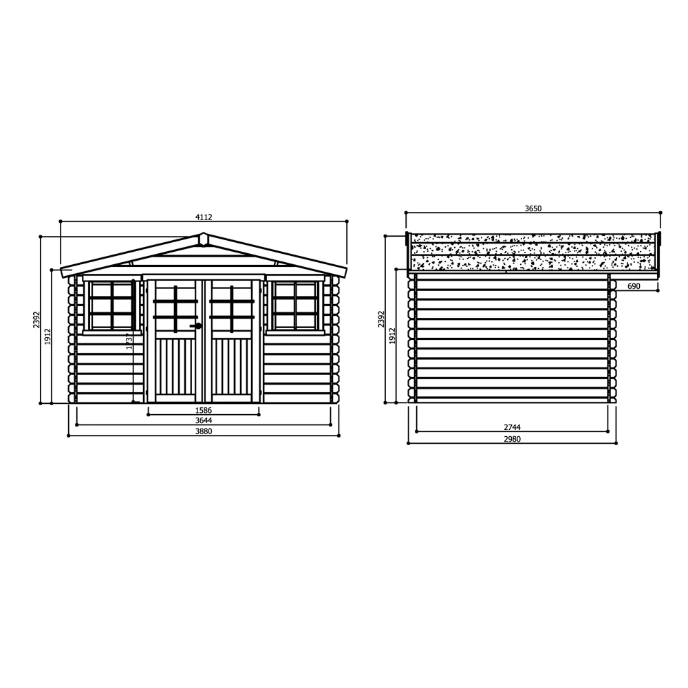 Casetta in legno IMPREGNATO per esterno DOLE 388 x 298 x 239 spessore 28 pavimento COMPRESO-28261