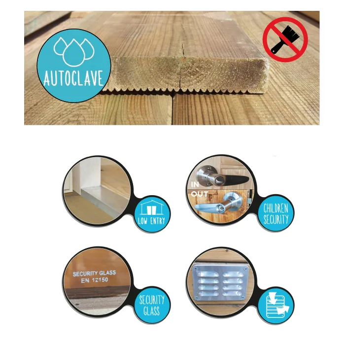Casetta in legno IMPREGNATO per esterno DOLE 388 x 298 x 239 spessore 28 pavimento COMPRESO-28258