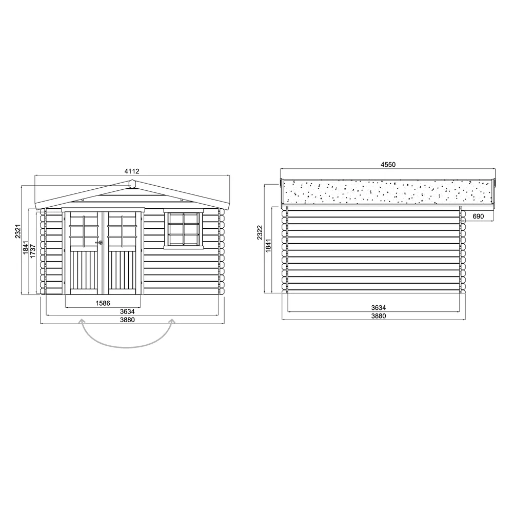 Casetta in legno LINZ 388 x 388 x 232 spessore 34 pavimento COMPRESO-28308
