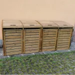 Porta bidoni da esterno Doppio 145,6 X 92 X 120 h.cm in Legno Trattato - RACCOLTA DIFFERENZIATA - foto 4