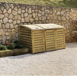 Porta bidoni da esterno Doppio 145,6 X 92 X 120 h.cm in Legno Trattato - RACCOLTA DIFFERENZIATA-45283