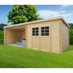 Casetta con pergolato in legno IMPREGNATO ROHAN 668 x 301 x 220 spessore 28 pavimento COMPRESO - Carico neve 30 kg/mq-28255