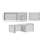Casetta con pergolato in legno IMPREGNATO ROHAN 668 x 301 x 220 spessore 28 pavimento COMPRESO - Carico neve 30 kg/mq-28256