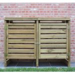 Porta bidoni da esterno Doppio 150 X 82 X 120 h.cm in Legno Trattato - RACCOLTA DIFFERENZIATA-28401