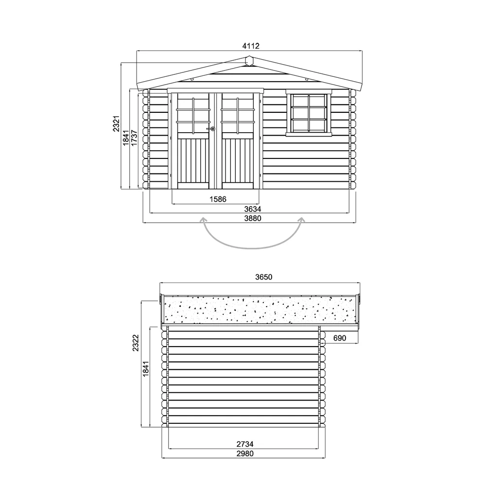 Casetta in legno SALZBURG 388 x 298 x 232 spessore 34 pavimento COMPRESO-28303