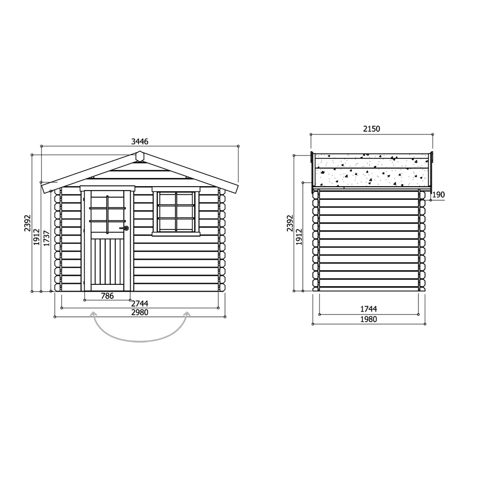 Casetta in legno IMPREGNATO SARAN 298 x 198 x 239 spessore 28 pavimento COMPRESO-28248